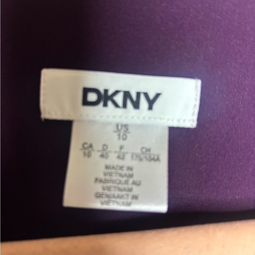 DKNY NWT Deep Purple Long Sleeve V-neck Wrap Mini Dress Ruched Collared Office - Picture 5 of 7